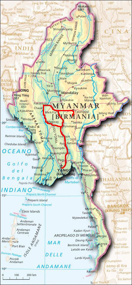 cartina myanmar